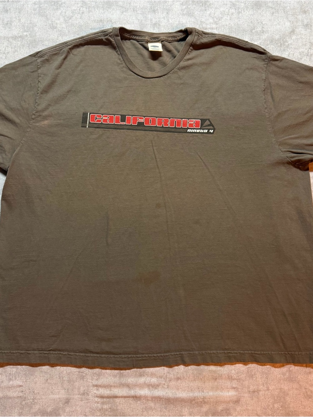 Vintage Y2K Old Navy Gray California Logo Cotton Knit Men's T-Shirt Size 2XL